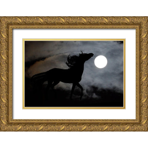 Moonlight Run Gold Ornate Wood Framed Art Print with Double Matting by The Yellowstone Collection