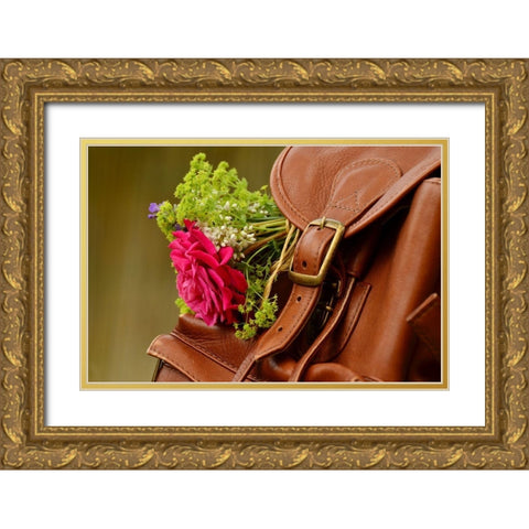 Saddle Blooms Gold Ornate Wood Framed Art Print with Double Matting by The Yellowstone Collection