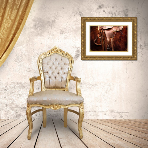 Saddled Gold Ornate Wood Framed Art Print with Double Matting by The Yellowstone Collection