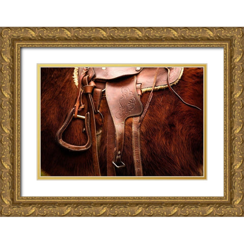 Saddled Gold Ornate Wood Framed Art Print with Double Matting by The Yellowstone Collection