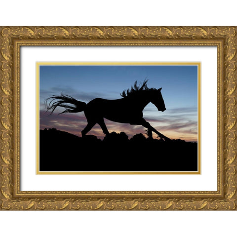 Shadow Gallop Gold Ornate Wood Framed Art Print with Double Matting by The Yellowstone Collection