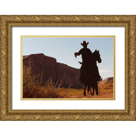 Shadow Rider Gold Ornate Wood Framed Art Print with Double Matting by The Yellowstone Collection