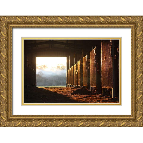 The Old Stable Block Gold Ornate Wood Framed Art Print with Double Matting by The Yellowstone Collection
