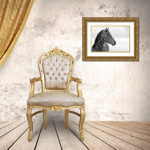 Winter Snow Gold Ornate Wood Framed Art Print with Double Matting by The Yellowstone Collection