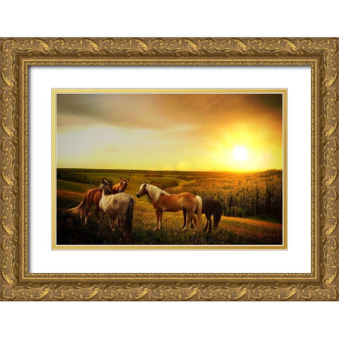 A Kiss Goodnight Gold Ornate Wood Framed Art Print with Double Matting by The Yellowstone Collection