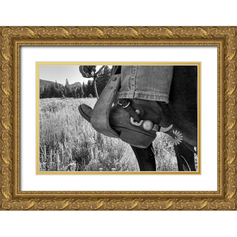 Boots in a stirrup Gold Ornate Wood Framed Art Print with Double Matting by The Yellowstone Collection