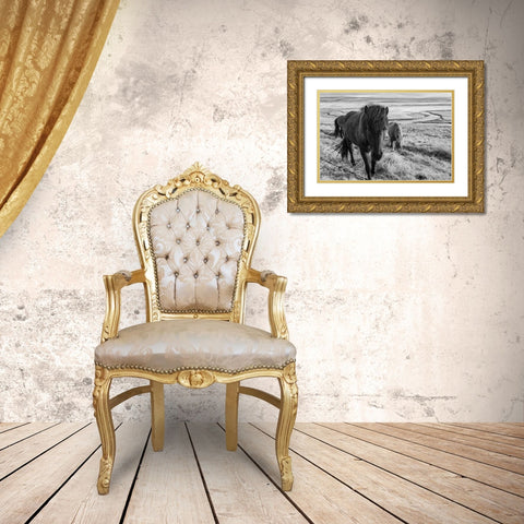 Dry Grass Lunch Gold Ornate Wood Framed Art Print with Double Matting by The Yellowstone Collection