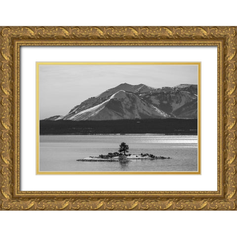 Carrington Island and Mount Sheridan, Yellowstone National Park Gold Ornate Wood Framed Art Print with Double Matting by The Yellowstone Collection