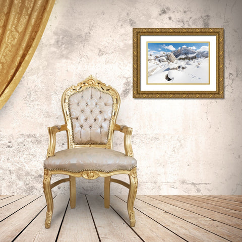 Coyote tracks in the Hoodoos, Yellowstone National Park Gold Ornate Wood Framed Art Print with Double Matting by The Yellowstone Collection