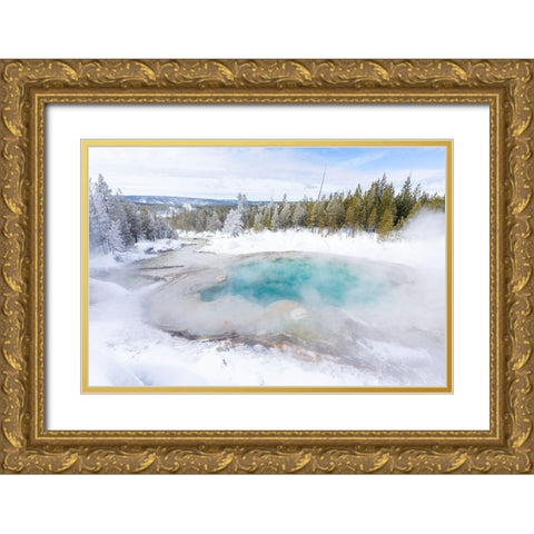 Emerald Spring, Yellowstone National Park Gold Ornate Wood Framed Art Print with Double Matting by The Yellowstone Collection