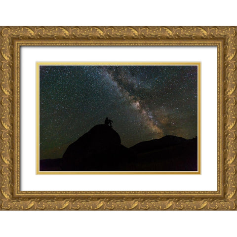 Milky Way, Mammoth Hot Springs, Yellowstone National Park Gold Ornate Wood Framed Art Print with Double Matting by The Yellowstone Collection