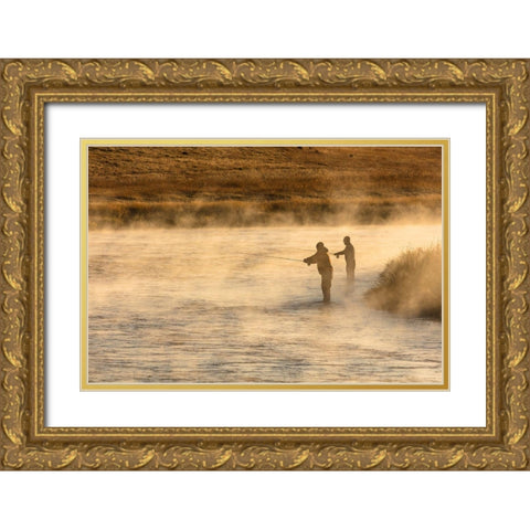 Fall Fishing on the Madison River, Yellowstone National Park Gold Ornate Wood Framed Art Print with Double Matting by Frank, Jacob W.