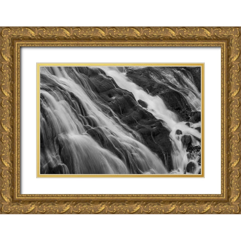 Gibbon Falls, Yellowstone National Park Gold Ornate Wood Framed Art Print with Double Matting by The Yellowstone Collection