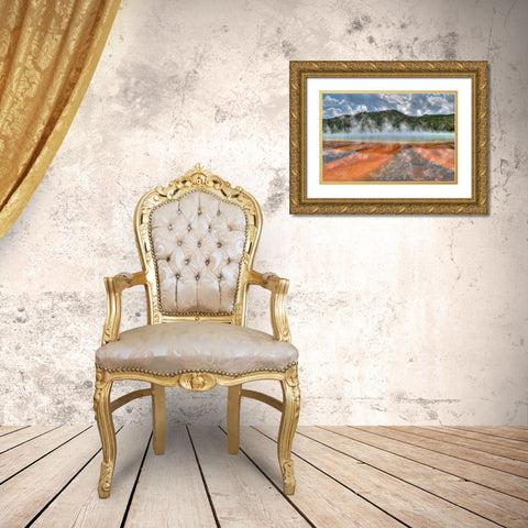 Grand Prismatic Spring and Thermophiles, Yellowstone National Park Gold Ornate Wood Framed Art Print with Double Matting by Akin, Curtis