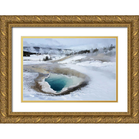 Heart Spring in Upper Geyser Basin, Yellowstone National Park Gold Ornate Wood Framed Art Print with Double Matting by The Yellowstone Collection