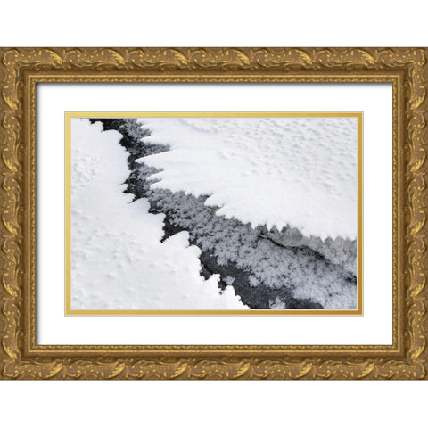 Ice formations along Slough Creek, Yellowstone National Park Gold Ornate Wood Framed Art Print with Double Matting by The Yellowstone Collection