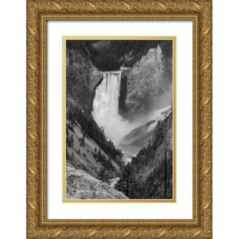 Lower Falls from Artist Point, Yellowstone National Park Gold Ornate Wood Framed Art Print with Double Matting by Frank, Jacob W.
