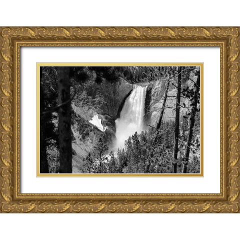 Lower Falls from Lookout Point, Yellowstone National Park Gold Ornate Wood Framed Art Print with Double Matting by Frank, Jacob W.