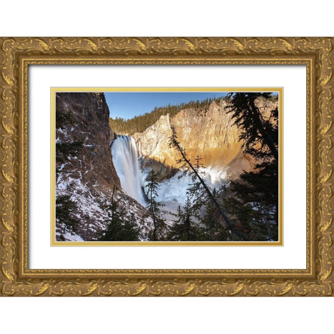 Lower Falls from Uncle Toms Trail, Yellowstone National Park Gold Ornate Wood Framed Art Print with Double Matting by The Yellowstone Collection