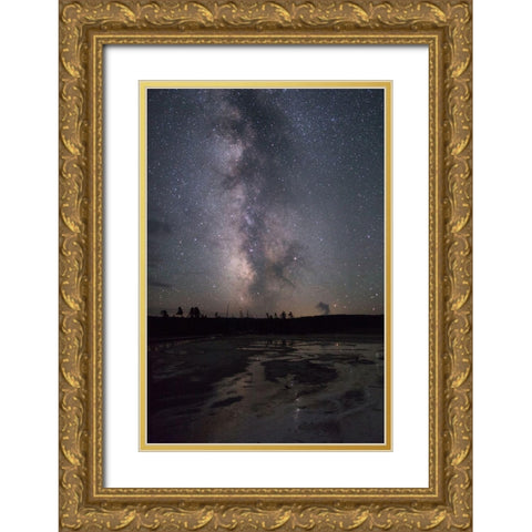 Milky Way over Silex Spring Runoff, Yellowstone National Park Gold Ornate Wood Framed Art Print with Double Matting by The Yellowstone Collection