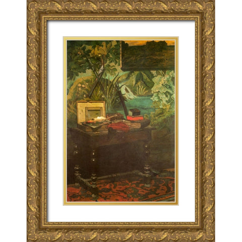 Corner of the studio 1861 Gold Ornate Wood Framed Art Print with Double Matting by Monet, Claude