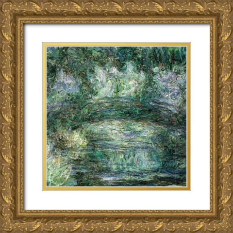 Japanese bridge 1918 Gold Ornate Wood Framed Art Print with Double Matting by Monet, Claude