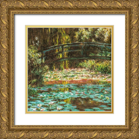 Japanese bridge at Giverny 1899 Gold Ornate Wood Framed Art Print with Double Matting by Monet, Claude