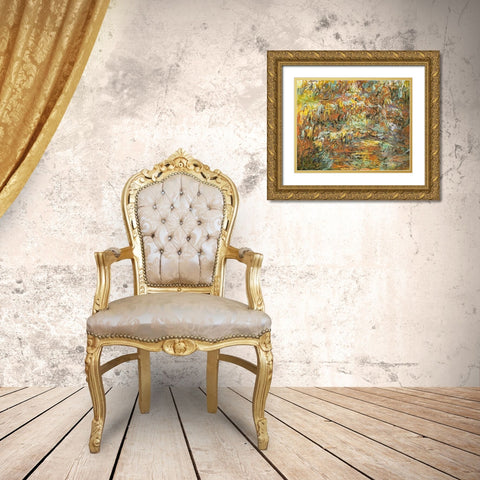 Japanese bridge 1920 Gold Ornate Wood Framed Art Print with Double Matting by Monet, Claude