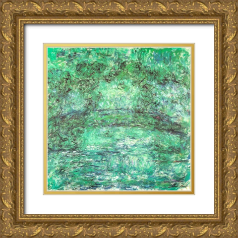 Japanese bridge green 1918 Gold Ornate Wood Framed Art Print with Double Matting by Monet, Claude