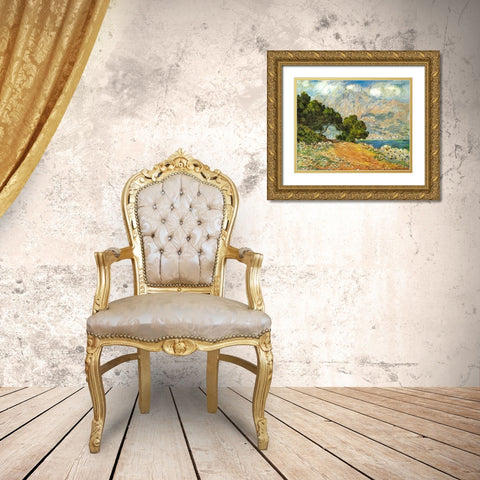 La Corniche de Monaco 1884 Gold Ornate Wood Framed Art Print with Double Matting by Monet, Claude