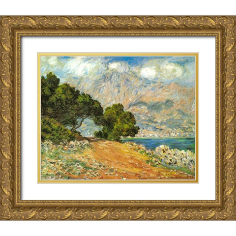 La Corniche de Monaco 1884 Gold Ornate Wood Framed Art Print with Double Matting by Monet, Claude