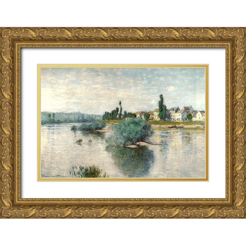 Lavacourt 1880 Gold Ornate Wood Framed Art Print with Double Matting by Monet, Claude