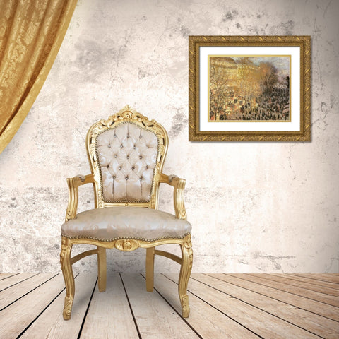 Le Boulevard des Capucines 1873 Gold Ornate Wood Framed Art Print with Double Matting by Monet, Claude