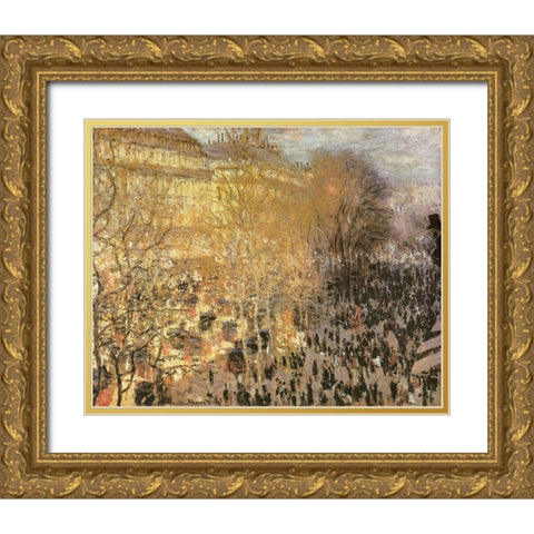 Le Boulevard des Capucines 1873 Gold Ornate Wood Framed Art Print with Double Matting by Monet, Claude