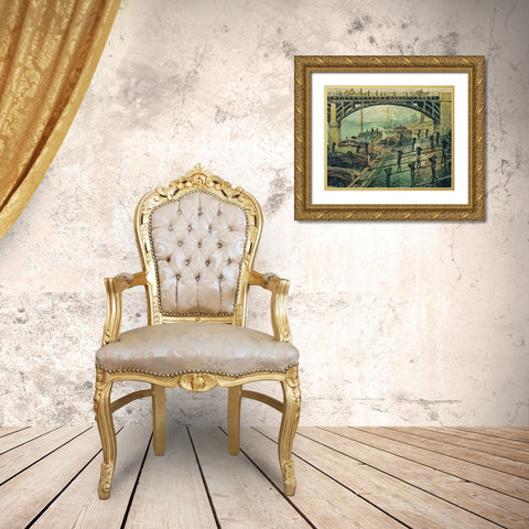Men unloading coal 1875 Gold Ornate Wood Framed Art Print with Double Matting by Monet, Claude
