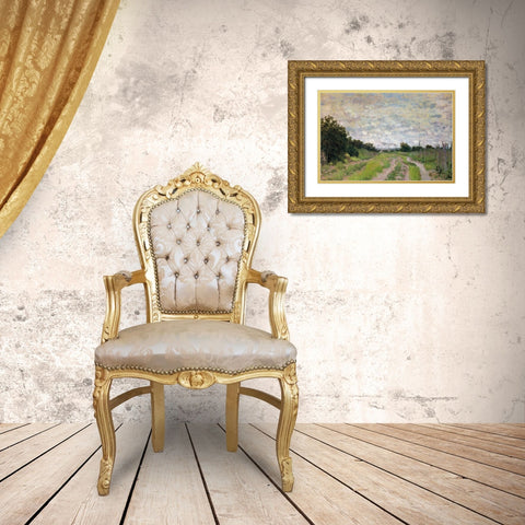 Path through the Vineyards 1872 Gold Ornate Wood Framed Art Print with Double Matting by Monet, Claude