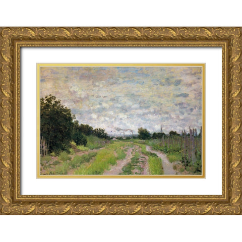 Path through the Vineyards 1872 Gold Ornate Wood Framed Art Print with Double Matting by Monet, Claude