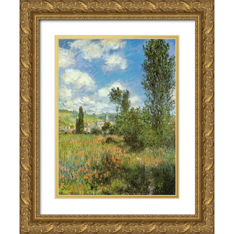 Path in Ile St-Martin-Vetheuil 1881 Gold Ornate Wood Framed Art Print with Double Matting by Monet, Claude