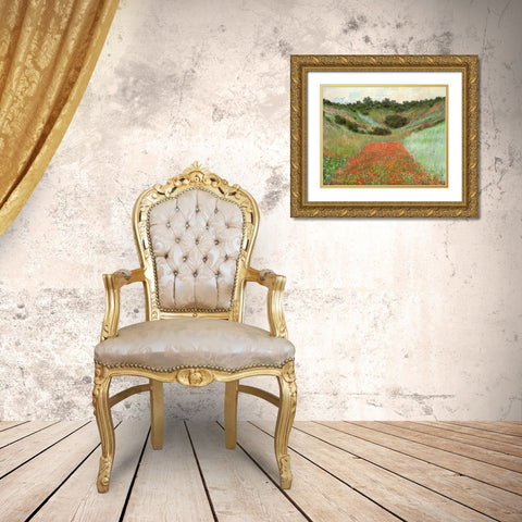 Poppy field near Giverny 1885 Gold Ornate Wood Framed Art Print with Double Matting by Monet, Claude