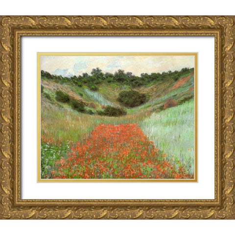 Poppy field near Giverny 1885 Gold Ornate Wood Framed Art Print with Double Matting by Monet, Claude