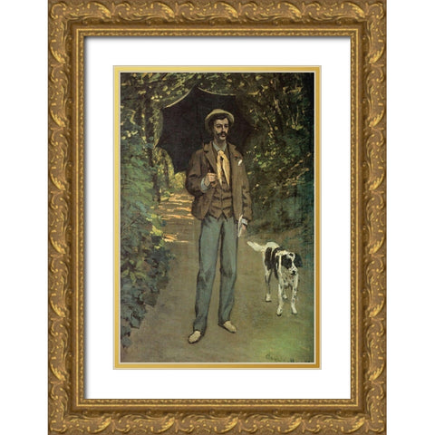 Portrait of a Man 1865 Gold Ornate Wood Framed Art Print with Double Matting by Monet, Claude