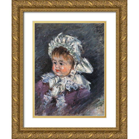 Portrait of Michel Monet as a baby 1878 Gold Ornate Wood Framed Art Print with Double Matting by Monet, Claude