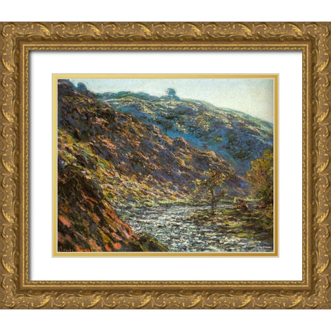 Ravine of the Petite Creuse 1889 Gold Ornate Wood Framed Art Print with Double Matting by Monet, Claude