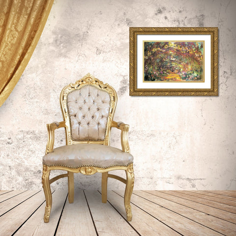 Rose trellises 1922 Gold Ornate Wood Framed Art Print with Double Matting by Monet, Claude