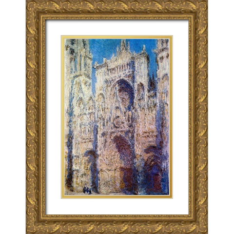 Rouen Cathedral 1894 Gold Ornate Wood Framed Art Print with Double Matting by Monet, Claude