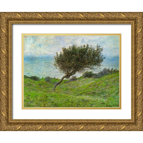 Sea coast at Trouville 1881 Gold Ornate Wood Framed Art Print with Double Matting by Monet, Claude