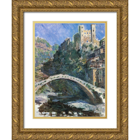 Seine at Port-Villez 1883 Gold Ornate Wood Framed Art Print with Double Matting by Monet, Claude