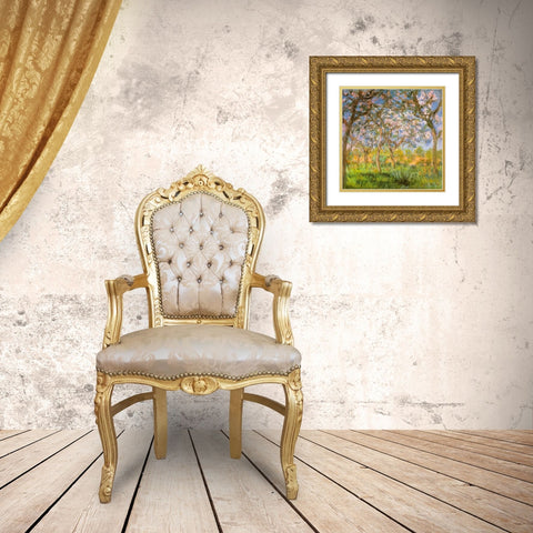 Spring 1900 Gold Ornate Wood Framed Art Print with Double Matting by Monet, Claude