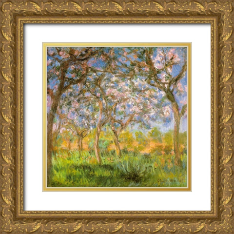 Spring 1900 Gold Ornate Wood Framed Art Print with Double Matting by Monet, Claude