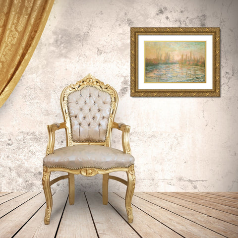 The Ice-floes 1893 Gold Ornate Wood Framed Art Print with Double Matting by Monet, Claude